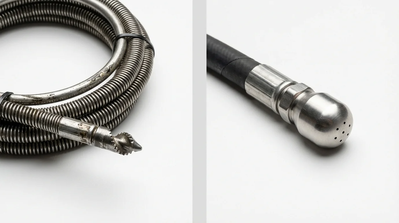 Drain snake cable and hydro jetting nozzle used for drain cleaning in Anacortes, WA