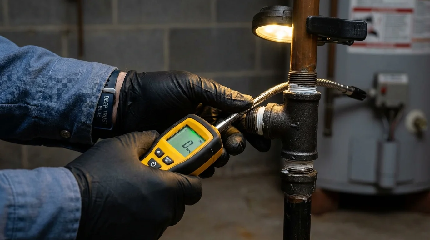Gas leak detection with electronic sniffer by Johns Plumbing LLC in Anacortes